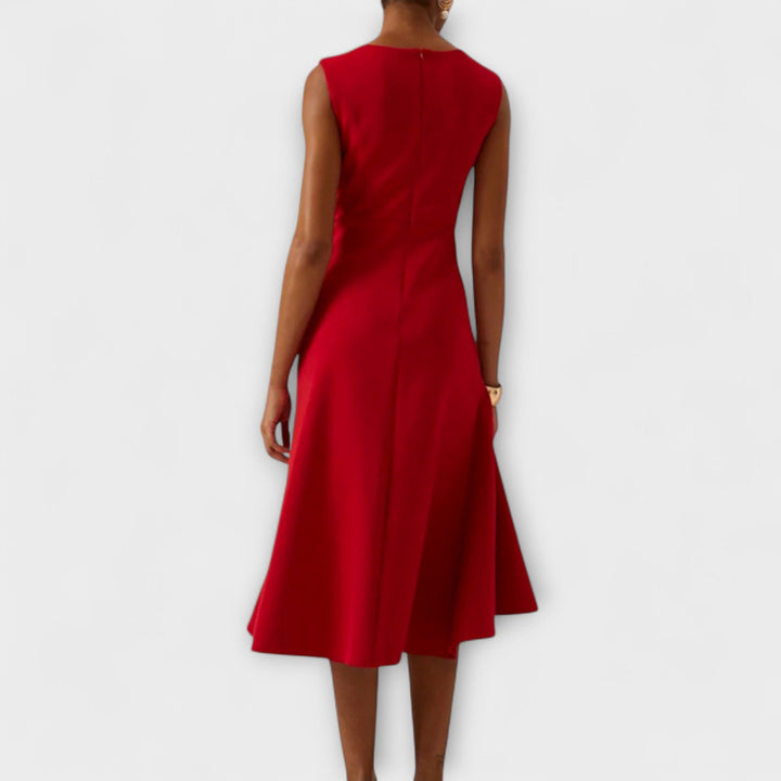 Elise | Asymmetric Ruffle Midi Dress